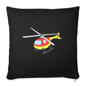Helicopter - Sofa pillowcase 17,3'' x 17,3'' (45 x 45 cm) - black - Front