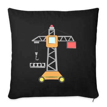 Crane children's construction site - Sofa pillowcase 17,3'' x 17,3'' (45 x 45 cm) - black - Front