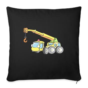 Grue camion camion-grue - Housse de coussin décorative 45 x 45 cm - noir - Devant