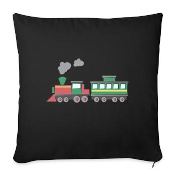 Train with wagons - Sofa pillowcase 17,3'' x 17,3'' (45 x 45 cm) - black - Front