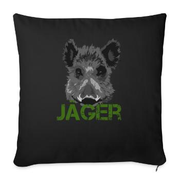 Chasseur sanglier chasse idée cadeau - Housse de coussin décorative 45 x 45 cm - noir - Devant