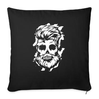 Hipster skull with beard - Sofa pillowcase 17,3'' x 17,3'' (45 x 45 cm) - black - Front