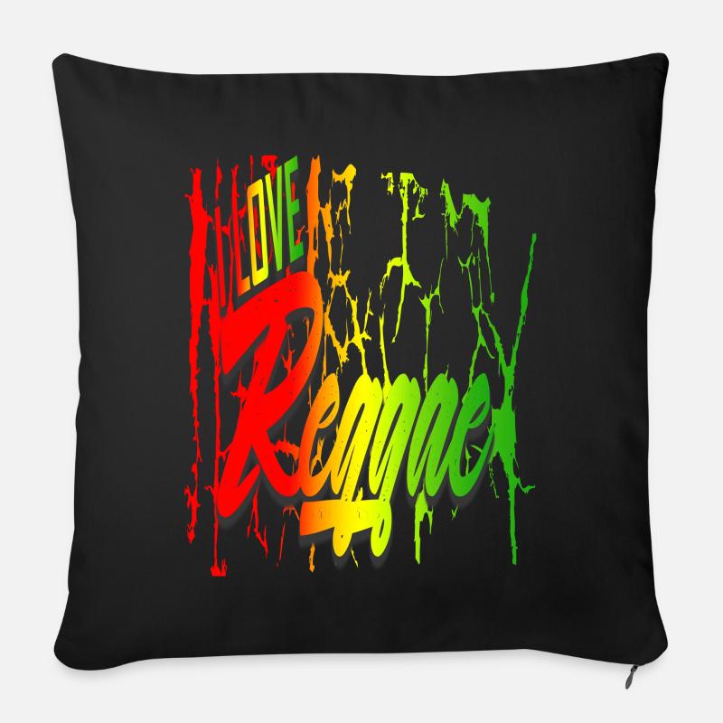 Reggae 6J'aime le reggae - Housse de coussin décorative 45 x 45 cm - noir