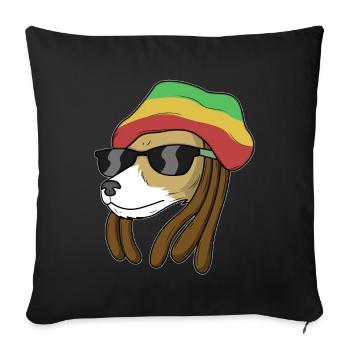 Chien reggae - Housse de coussin décorative 45 x 45 cm - noir - Devant