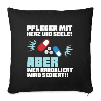 Pfleger Mit - Sofakissenbezug 45 x 45 cm - Schwarz - Vorne