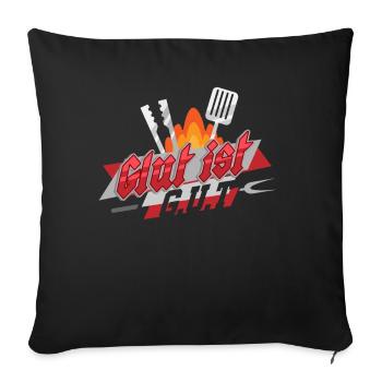 Grillmeister Glut ist gut - Sofakissenbezug 45 x 45 cm - Schwarz - Vorne