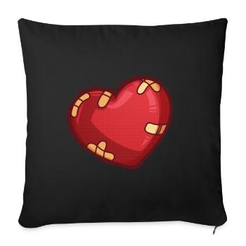 Herz mit Pflaster - Sofakissenbezug 45 x 45 cm - Schwarz - Vorne
