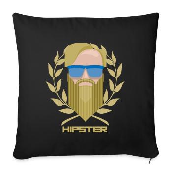Hipster with glasses and beard - Sofa pillowcase 17,3'' x 17,3'' (45 x 45 cm) - black - Front