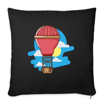 Heißluftballon mit Wolken - Sofakissenbezug 45 x 45 cm - Schwarz - Vorne