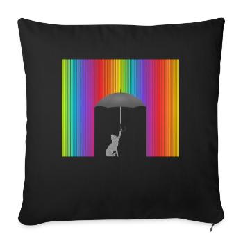 Katze Im Bunten Regen Geschenkidee - Sofakissenbezug 45 x 45 cm - Schwarz - Vorne