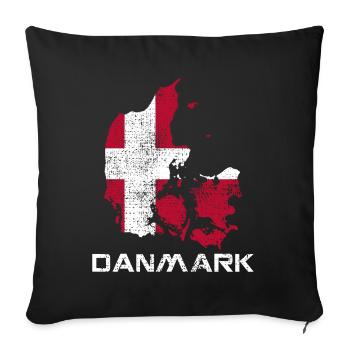 Danemark Carte du drapeau danois - Housse de coussin décorative 45 x 45 cm - noir - Devant