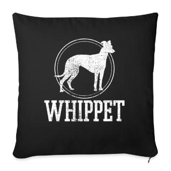 Whippet animal de compagnie chien - Housse de coussin décorative 45 x 45 cm - noir - Devant
