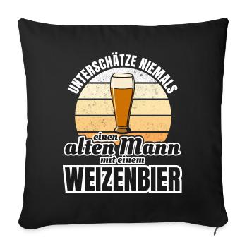 Weizenbier alter Mann Grossvater Vater Geschenk - Sofakissenbezug 45 x 45 cm - Schwarz - Vorne