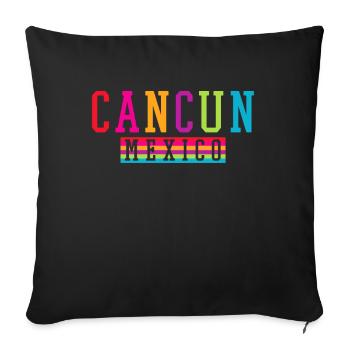 Cancun Mexique Île de la plage - Housse de coussin décorative 45 x 45 cm - noir - Devant