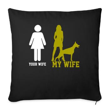 Dobermann Mme Herrchen - Housse de coussin décorative 45 x 45 cm - noir - Devant