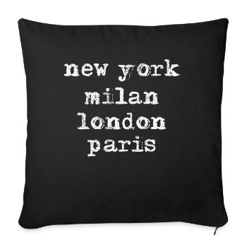 New York Milan London Paris Traveller - Sofa pillowcase 17,3'' x 17,3'' (45 x 45 cm) - black - Front