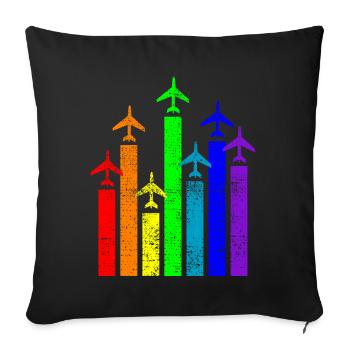 Pilot Flieger Flugzeug - Sofakissenbezug 45 x 45 cm - Schwarz - Vorne
