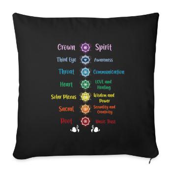 Chakra Yoga Géométrie Sacrée - Housse de coussin décorative 45 x 45 cm - noir - Devant