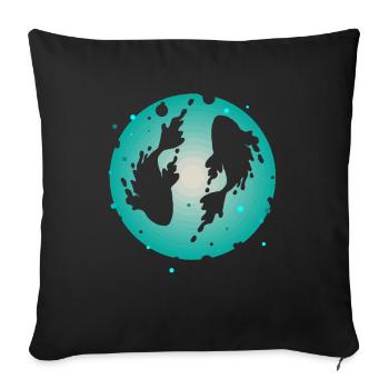 Poisson-carpe koï - Housse de coussin décorative 45 x 45 cm - noir - Devant