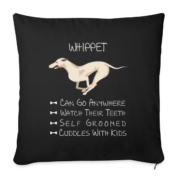Whippet chien - Housse de coussin décorative 45 x 45 cm - noir - Devant