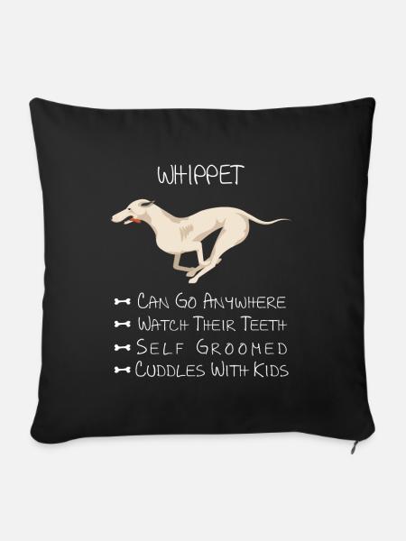 Whippet Hund - Sofakissenbezug 45 x 45 cm - Schwarz