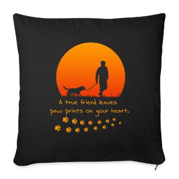 Dog owner paw print - Sofa pillowcase 17,3'' x 17,3'' (45 x 45 cm) - black - Front