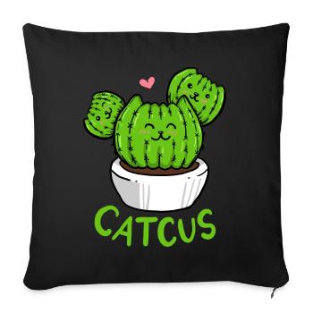Chat cactus chat cactus - Housse de coussin décorative 45 x 45 cm - noir - Devant