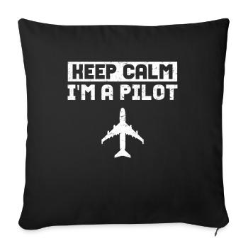 Airplane pilot aviator aviation - Sofa pillowcase 17,3'' x 17,3'' (45 x 45 cm) - black - Front