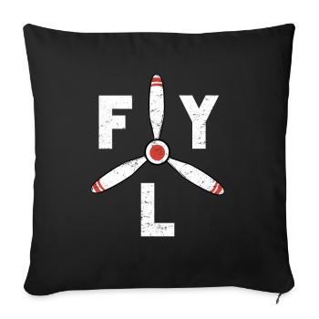 Vol d'avions à hélices - Housse de coussin décorative 45 x 45 cm - noir - Devant