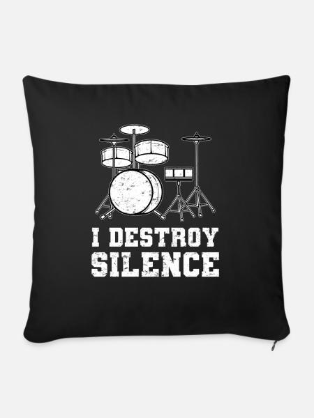 Drumming Drumset Schlagzeug - Sofakissenbezug 45 x 45 cm - Schwarz