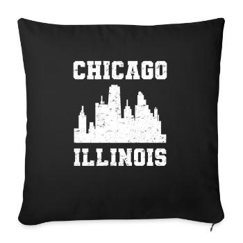 Chicago Illinois Skyline Souvenir - Sofa pillowcase 17,3'' x 17,3'' (45 x 45 cm) - black - Front