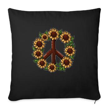 Hippie Sunflower Peace Shield - Housse de coussin décorative 45 x 45 cm - noir - Devant