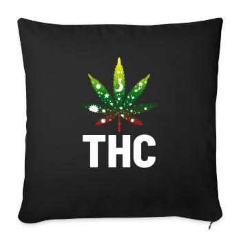 THC cannabis marijuana médicale - Housse de coussin décorative 45 x 45 cm - noir - Devant