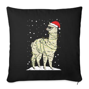 Christmas alpaca llama - Sofa pillowcase 17,3'' x 17,3'' (45 x 45 cm) - black - Front