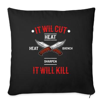 Blacksmith forged knife - Sofa pillowcase 17,3'' x 17,3'' (45 x 45 cm) - black - Front