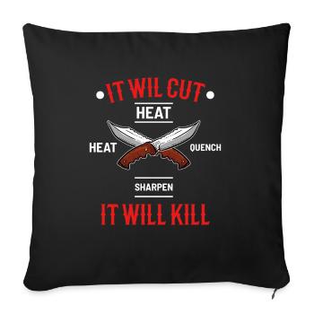 Blacksmith forged knife - Sofa pillowcase 17,3'' x 17,3'' (45 x 45 cm) - black - Front