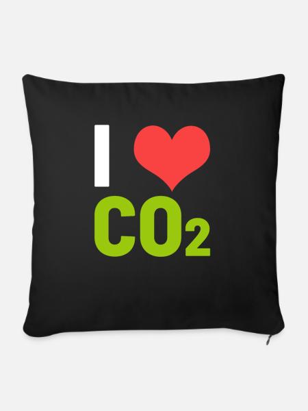 CO2 Kohlendioxid - Sofakissenbezug 45 x 45 cm - Schwarz