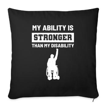 Fauteuil roulant handicapé - Housse de coussin décorative 45 x 45 cm - noir - Devant