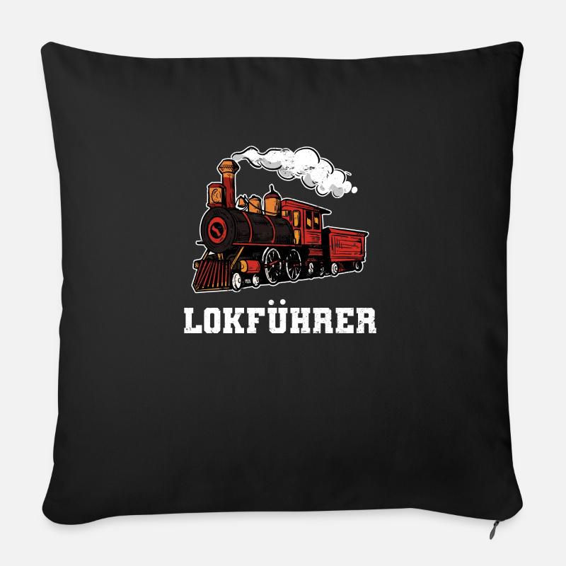 Züge Lokomotivführer - Sofakissenbezug 45 x 45 cm - Schwarz