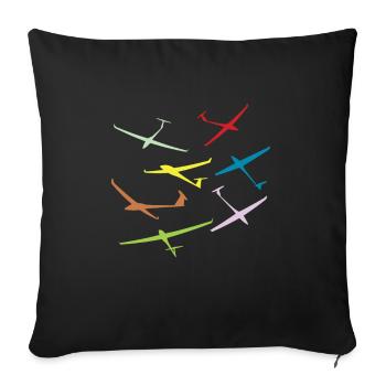 Pilote de planeur aviation - Housse de coussin décorative 45 x 45 cm - noir - Devant
