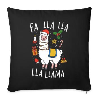 Noël Lama - Housse de coussin décorative 45 x 45 cm - noir - Devant