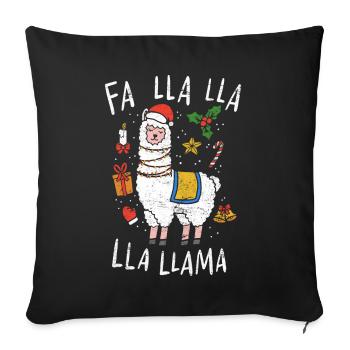 Noël Lama - Housse de coussin décorative 45 x 45 cm - noir - Devant