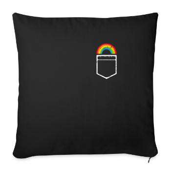 Drapeau arc-en-ciel fierté LGBT - Housse de coussin décorative 45 x 45 cm - noir - Devant