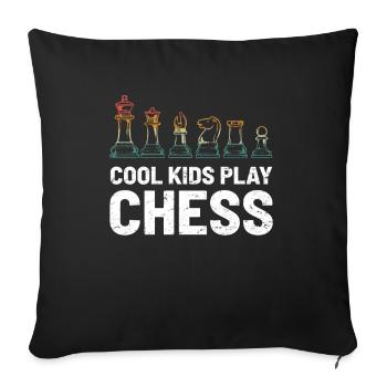 Joueur d'échecs Enfants Retro - Housse de coussin décorative 45 x 45 cm - noir - Devant