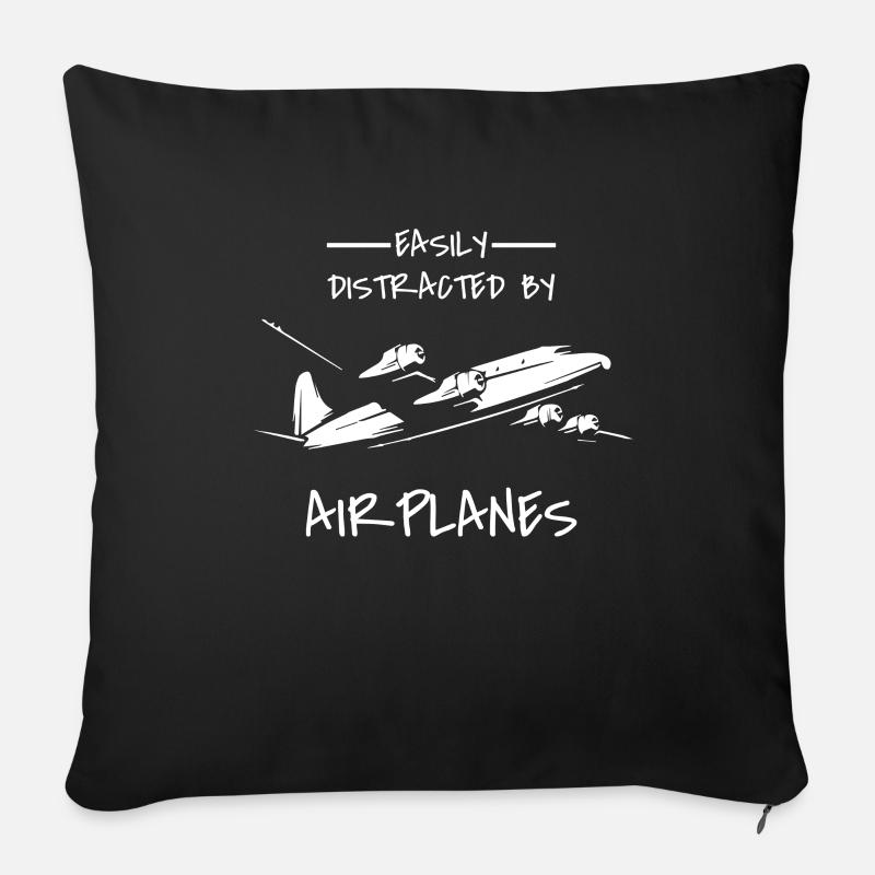 Flugzeug-Pilot - Sofakissenbezug 45 x 45 cm - Schwarz