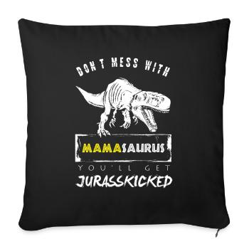 Mama-Saurus Mère - Housse de coussin décorative 45 x 45 cm - noir - Devant