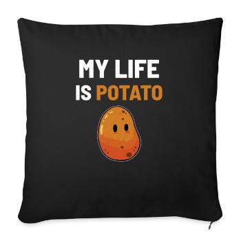 Pommes de terre végétalien végétarien - Housse de coussin décorative 45 x 45 cm - noir - Devant