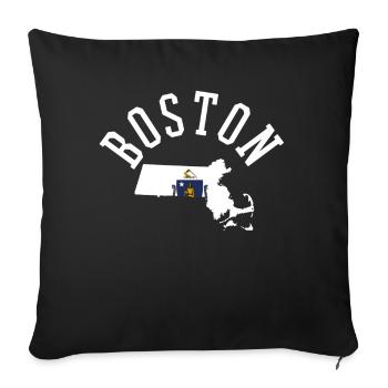 Boston USA Amérique drapeau drapeau armoiries - Housse de coussin décorative 45 x 45 cm - noir - Devant