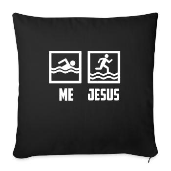 I swim jesus run over water believe - Sofa pillowcase 17,3'' x 17,3'' (45 x 45 cm) - black - Front