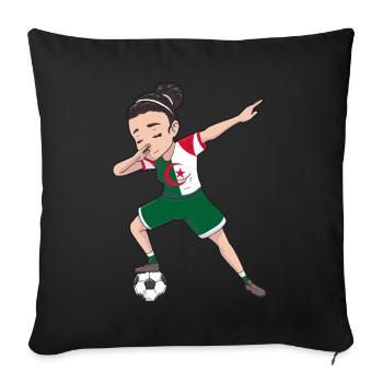Algeria Women's Soccer Footballer Girl Soccer - Sofa pillowcase 17,3'' x 17,3'' (45 x 45 cm) - black - Front